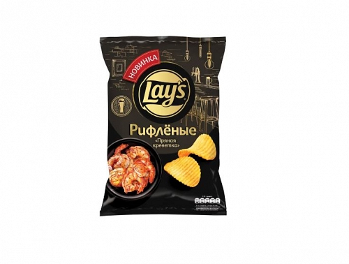 Чипсы картофельные рифл. Lay's со вкусом пряная креветка, 90г