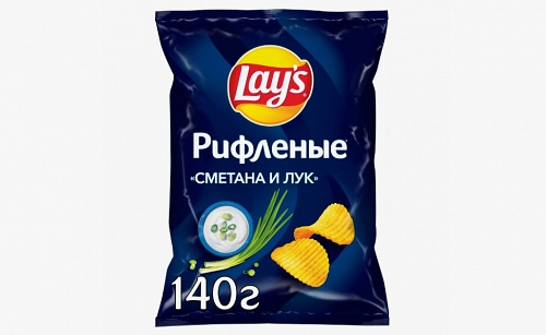 Чипсы картофельные рифл. Lay's со вкусом сметаны и лука, 140г